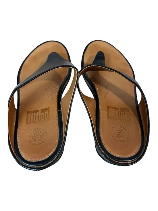 FitFlop Banda II women's leather thong sandals Size 6 Black Summer Vacation - Picture 2 of 6